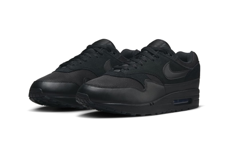 Official Look Nike Air Max 1 "Black Cat" Release FZ5808-006 anthracite triple black swoosh stealthy all black shoe swoosh
