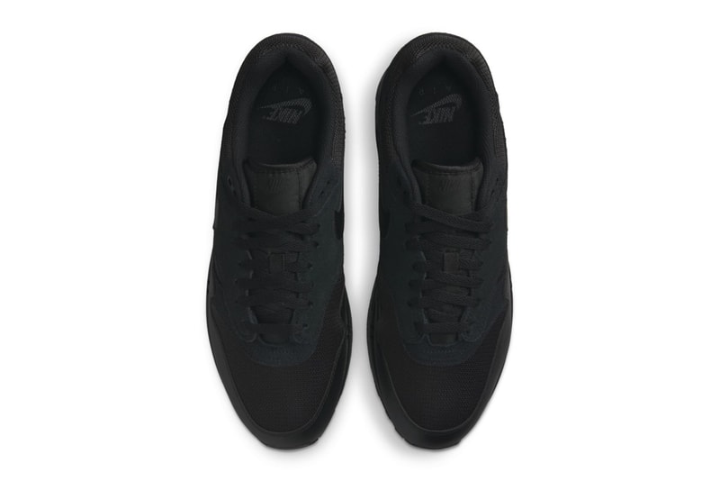 Official Look Nike Air Max 1 "Black Cat" Release FZ5808-006 anthracite triple black swoosh stealthy all black shoe swoosh
