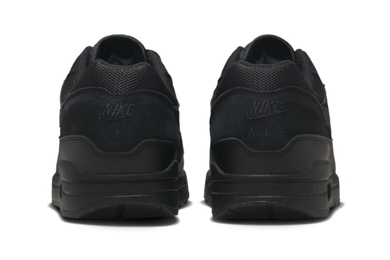 Official Look Nike Air Max 1 "Black Cat" Release FZ5808-006 anthracite triple black swoosh stealthy all black shoe swoosh