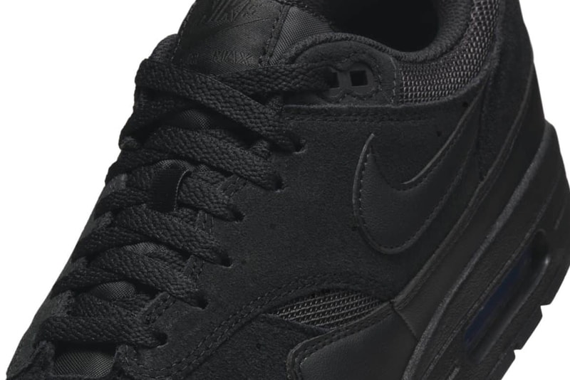 Official Look Nike Air Max 1 "Black Cat" Release FZ5808-006 anthracite triple black swoosh stealthy all black shoe swoosh