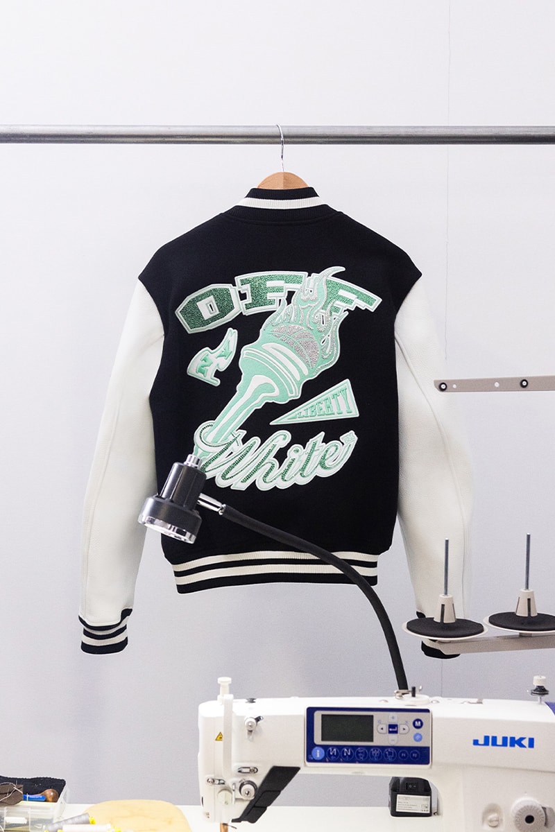 Off-White™ Announces Official Partnership With WNBA Team New York Liberty sabrina ionescu varsity jacket statue of liberty style culture curator womens basketball professional