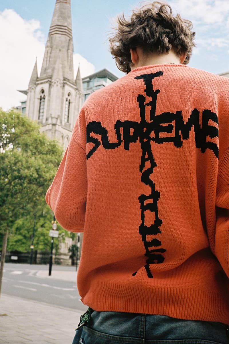 Supreme x Thrasher Fall 2024 Collaboration Work Jacket, Sweater, Hooded Sweatshirt, Crewneck, Sweatpant, three T-Shirts and two Beanies neck face johnny wilson neck face harold hunter skatewear skateboarding streetwear