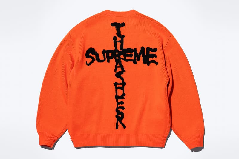 Supreme x Thrasher Fall 2024 Collaboration Work Jacket, Sweater, Hooded Sweatshirt, Crewneck, Sweatpant, three T-Shirts and two Beanies neck face johnny wilson neck face harold hunter skatewear skateboarding streetwear