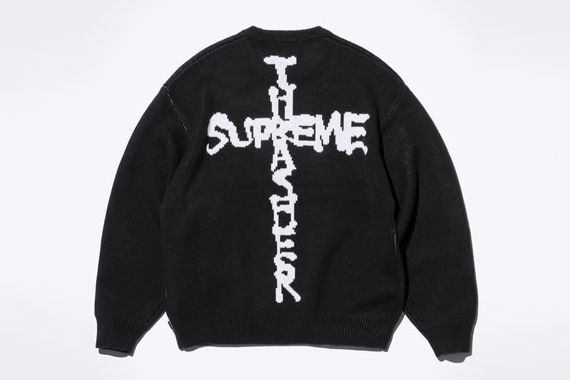 Supreme x Thrasher Fall 2024 Collaboration Work Jacket, Sweater, Hooded Sweatshirt, Crewneck, Sweatpant, three T-Shirts and two Beanies neck face johnny wilson neck face harold hunter skatewear skateboarding streetwear