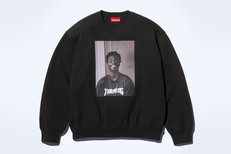 Supreme x Thrasher Fall 2024 Collaboration Work Jacket, Sweater, Hooded Sweatshirt, Crewneck, Sweatpant, three T-Shirts and two Beanies neck face johnny wilson neck face harold hunter skatewear skateboarding streetwear