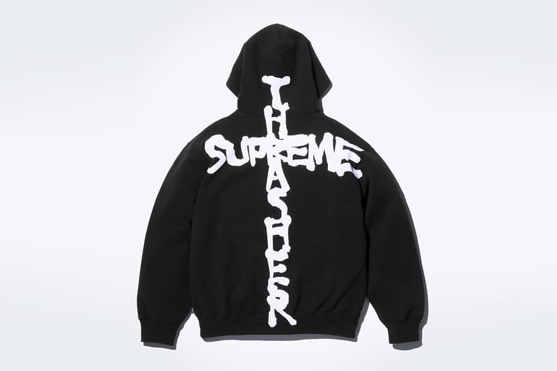 Supreme x Thrasher Fall 2024 Collaboration Work Jacket, Sweater, Hooded Sweatshirt, Crewneck, Sweatpant, three T-Shirts and two Beanies neck face johnny wilson neck face harold hunter skatewear skateboarding streetwear