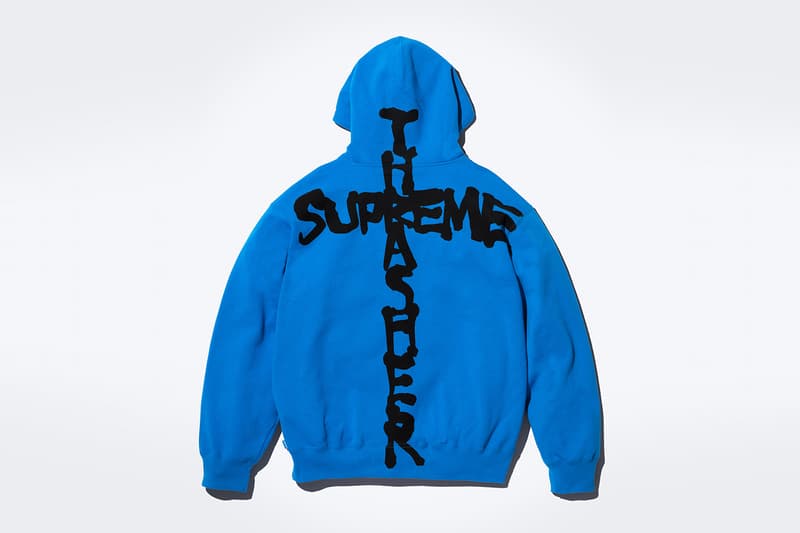 Supreme x Thrasher Fall 2024 Collaboration Work Jacket, Sweater, Hooded Sweatshirt, Crewneck, Sweatpant, three T-Shirts and two Beanies neck face johnny wilson neck face harold hunter skatewear skateboarding streetwear