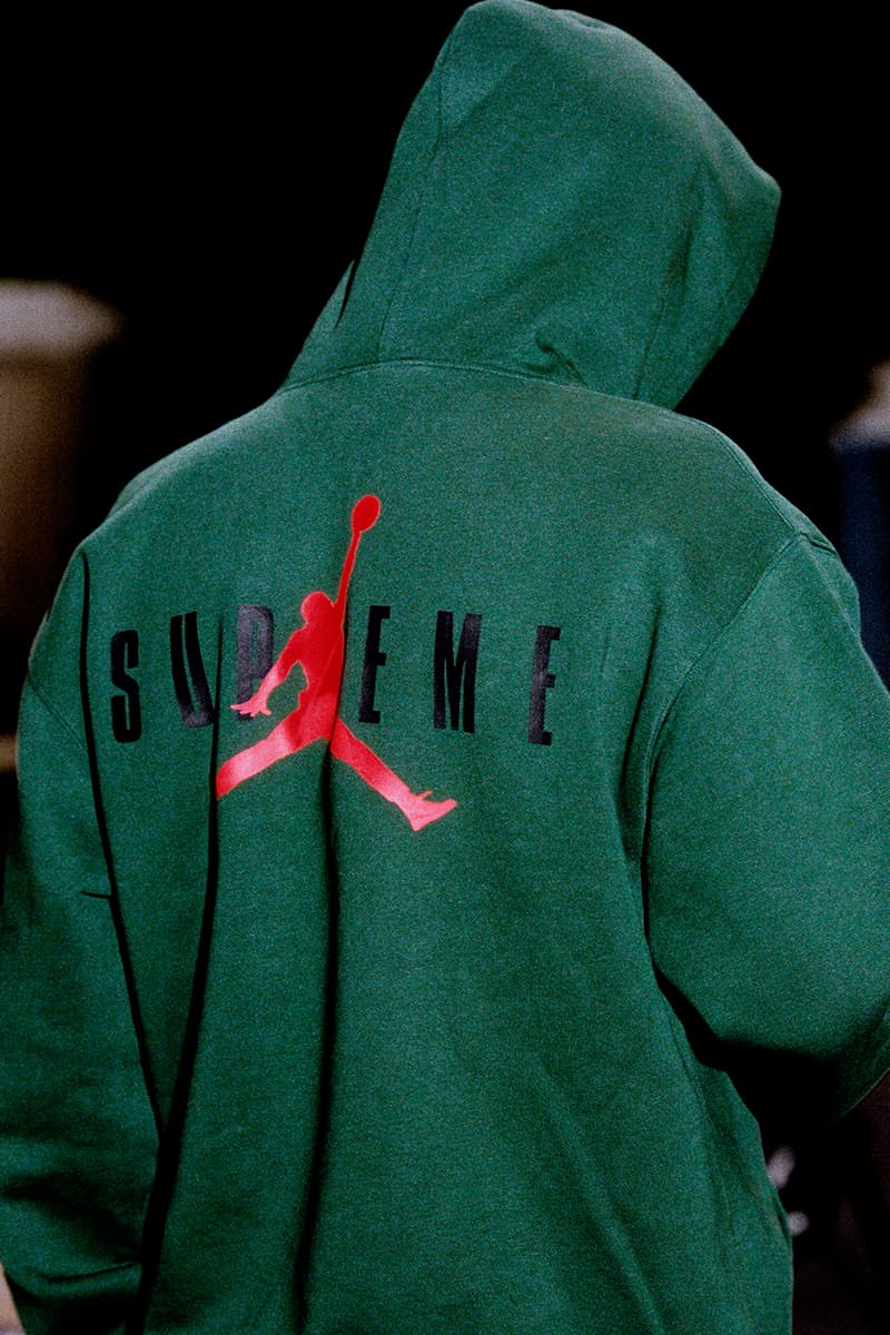 Supreme x Jordan Brand Fall 2024 Collaboration  puffer jacket track jacket hooded sweatshirt jerse short sleeve top track pants seatpantss shorts headbands socks bag and basketabll air jordan michael jordan basketball shorts retro 