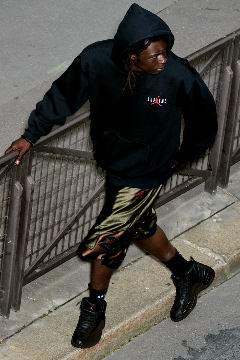 Supreme x Jordan Brand Fall 2024 Collaboration puffer jacket track jacket hooded sweatshirt jerse short sleeve top track pants seatpantss shorts headbands socks bag and basketabll air jordan michael jordan basketball shorts retro