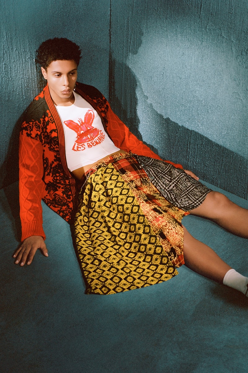 les benjamins punk collection fall winter 2024 Tünay Akdeniz istanbul outerwear blazers hardware safety pins carpet print red black tartan check 