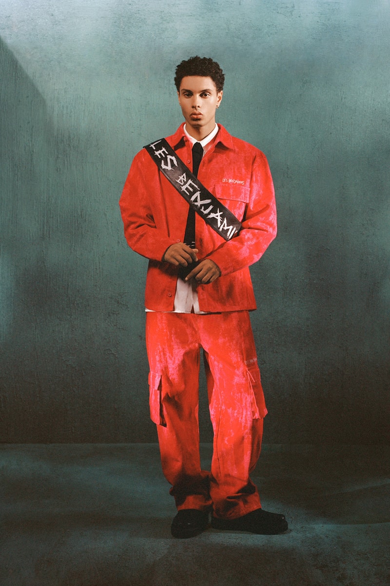 les benjamins punk collection fall winter 2024 Tünay Akdeniz istanbul outerwear blazers hardware safety pins carpet print red black tartan check 