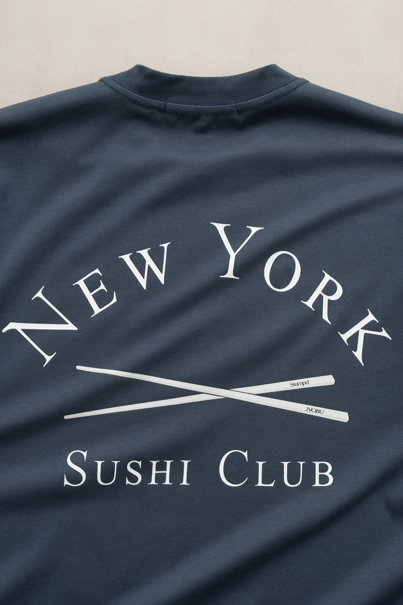 New York Sushi Club Reveals Apparel Capsule Chris Stamp and Nobu Matsuhisa af1 air force 1 nyc restaurant anniversary perrotin gallery 