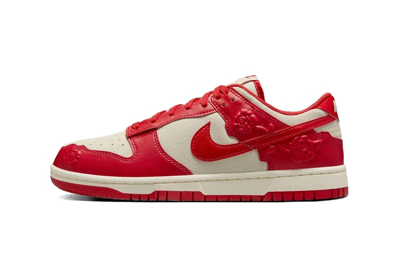 Nike Dunk Low "Roses" Surface for Valentine's Day embossed red roses swoosh low tops