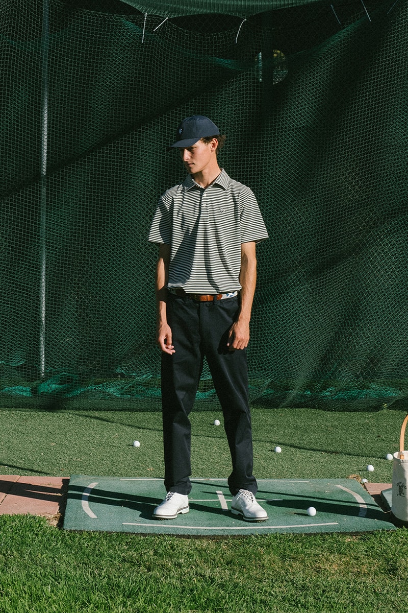 quiet golf fall winter 24 collection price info lookbook pictures sweater chino pants polo t shirt long sleeve quarter zip navy green white brown