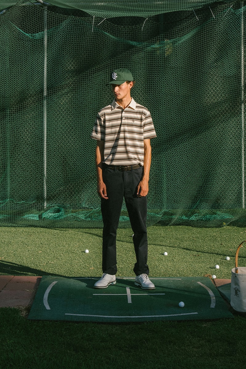 quiet golf fall winter 24 collection price info lookbook pictures sweater chino pants polo t shirt long sleeve quarter zip navy green white brown