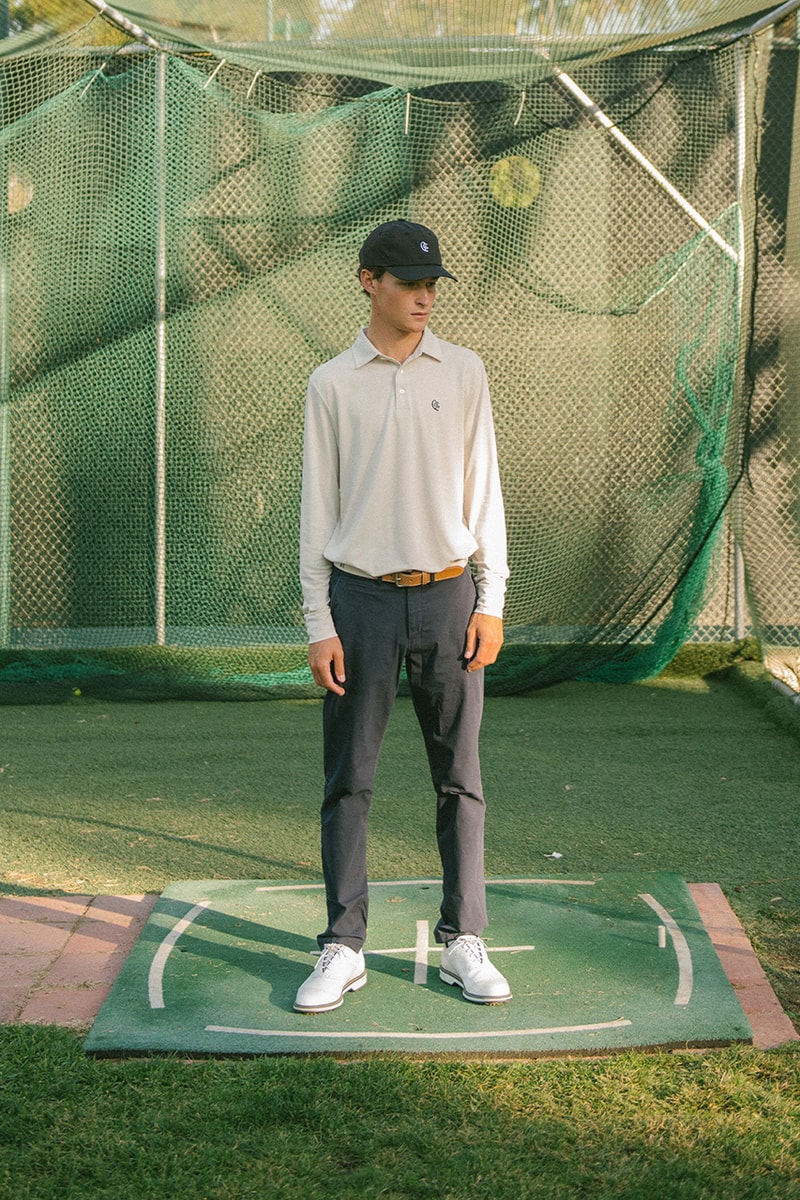 quiet golf fall winter 24 collection price info lookbook pictures sweater chino pants polo t shirt long sleeve quarter zip navy green white brown