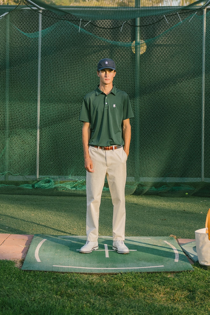 quiet golf fall winter 24 collection price info lookbook pictures sweater chino pants polo t shirt long sleeve quarter zip navy green white brown