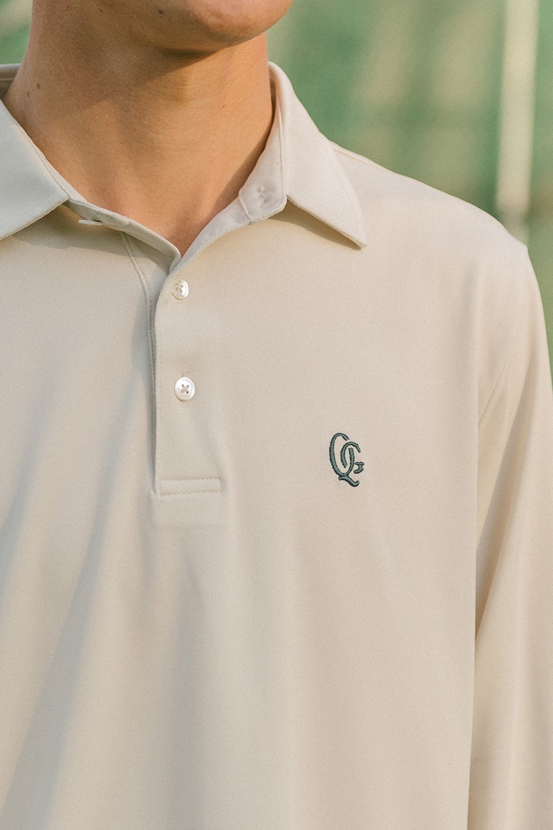 quiet golf fall winter 24 collection price info lookbook pictures sweater chino pants polo t shirt long sleeve quarter zip navy green white brown