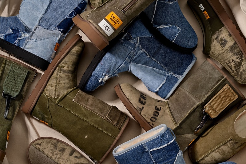 GALLERY DEPT. x UGG's Second Collaboration Is Rodeo-Ready denim canvas boot release info Josué Thomas’ upcycling drop cowboy recycled sustainable collab footwear shoe boots slipper tasman 