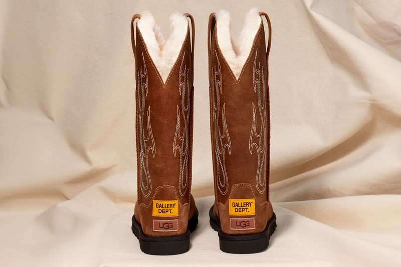 GALLERY DEPT. x UGG's Second Collaboration Is Rodeo-Ready denim canvas boot release info Josué Thomas’ upcycling drop cowboy recycled sustainable collab footwear shoe boots slipper tasman 