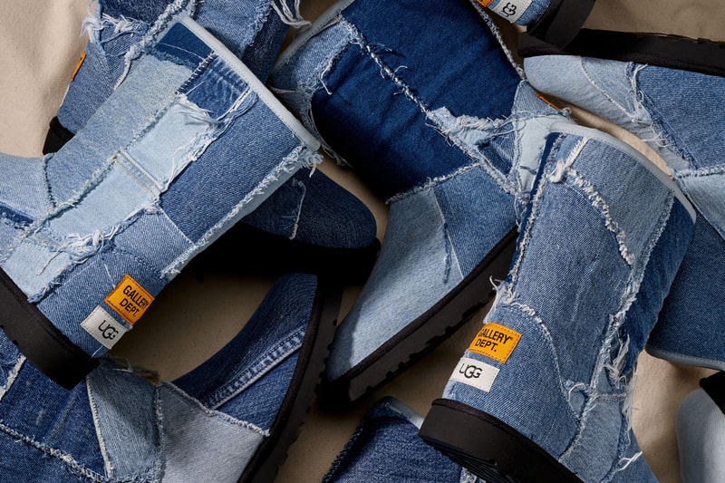 GALLERY DEPT. x UGG's Second Collaboration Is Rodeo-Ready denim canvas boot release info Josué Thomas’ upcycling drop cowboy recycled sustainable collab footwear shoe boots slipper tasman 