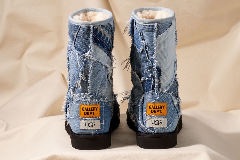 GALLERY DEPT. x UGG's Second Collaboration Is Rodeo-Ready denim canvas boot release info Josué Thomas’ upcycling drop cowboy recycled sustainable collab footwear shoe boots slipper tasman 