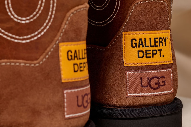 GALLERY DEPT. x UGG's Second Collaboration Is Rodeo-Ready denim canvas boot release info Josué Thomas’ upcycling drop cowboy recycled sustainable collab footwear shoe boots slipper tasman 