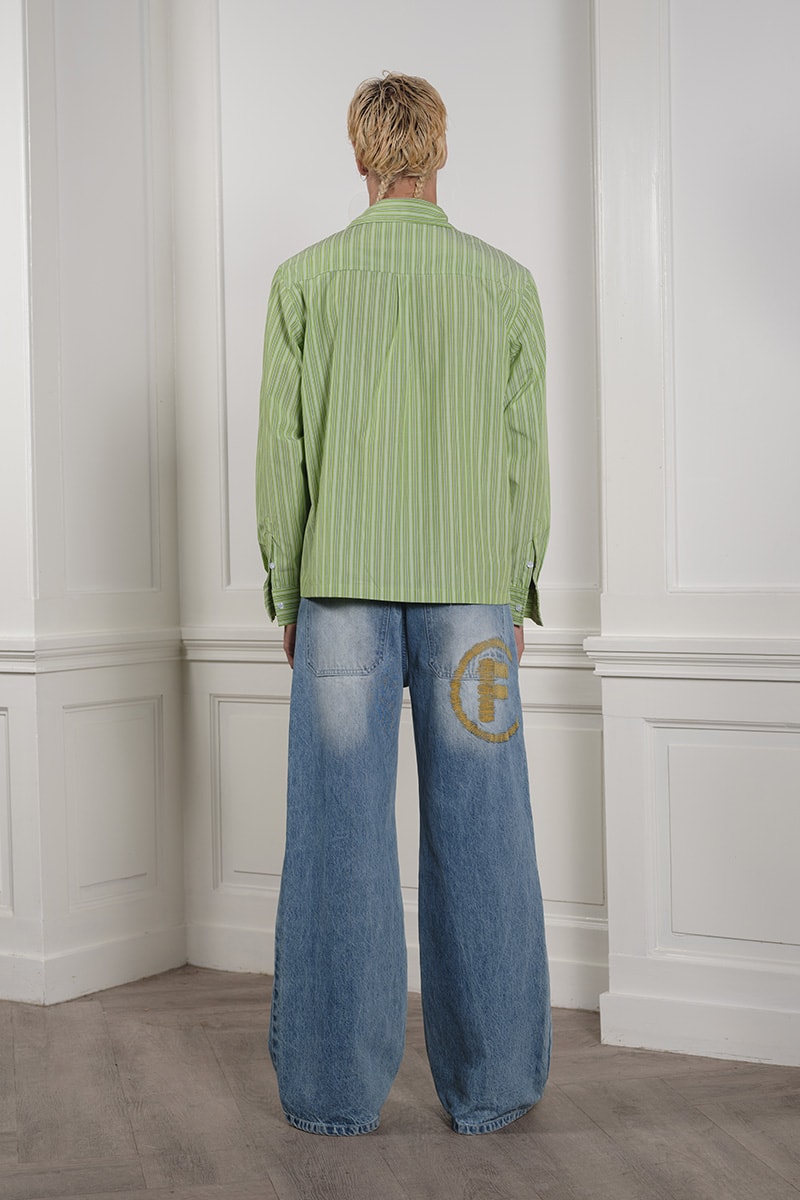 La Fam Fall Capsule Collection Drop 2 Info OG knit hoodie F Closure Blue Jeans Green F Jeans