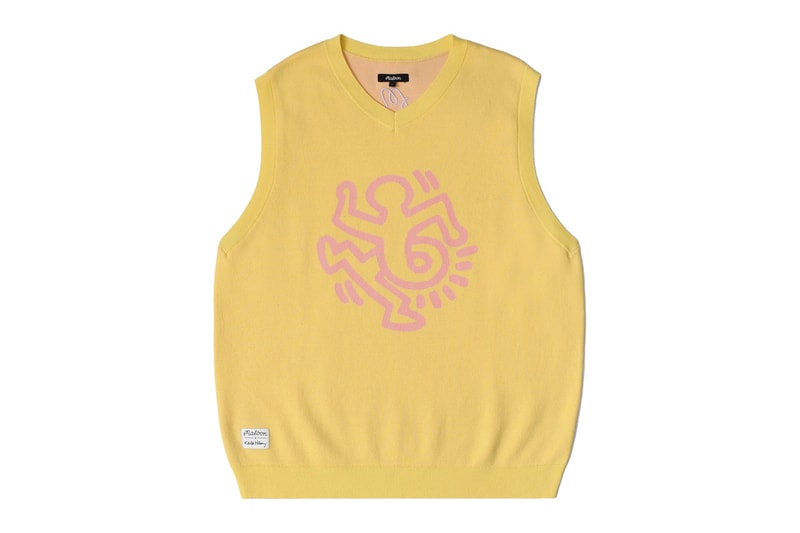 keith haring malbon golf collaboration capsule collection sweater vest fleece t shirt polo hat bag shorts hoodie long sleeve dancing men green yellow white black