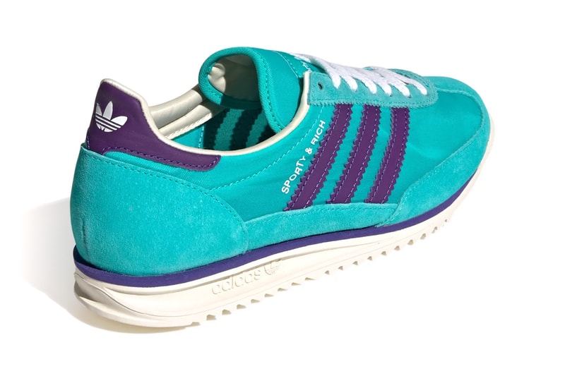 Sporty & Rich Serves Up Two New Adidas Originals SL 72 Colorways emily oberg footwear sneaker release info drop "Mint Rush/Power Purple/Cream White" and "Light Yellow/Real Blue/Footwear White" price upper collab
