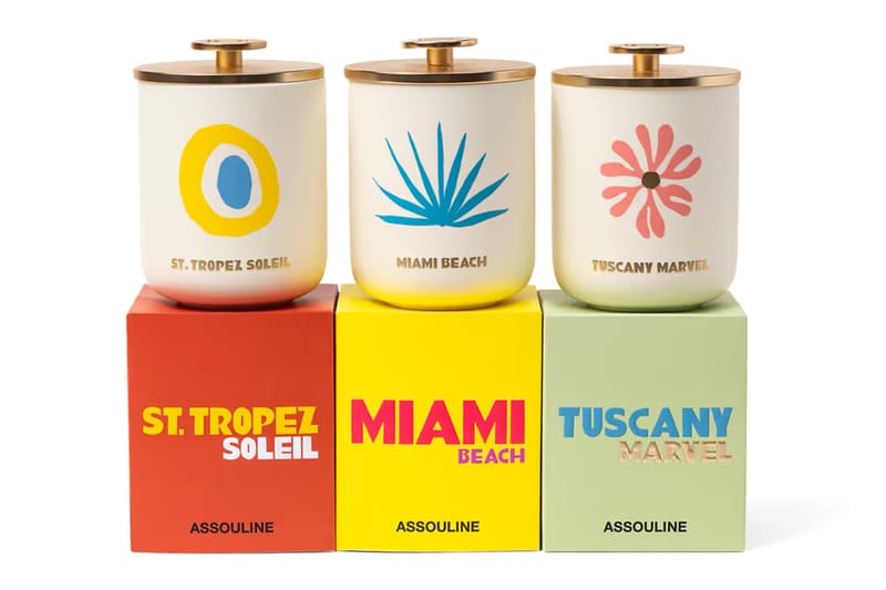 assouline travel from home candle collection series scents st tropez tuscany miami beach details launch coffee table books