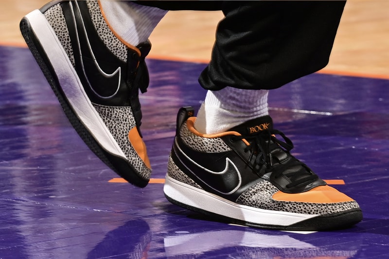 On-Court Look at the Nike Book 1 "Air Safari" devin booker nba phoenix suns swoosh media day