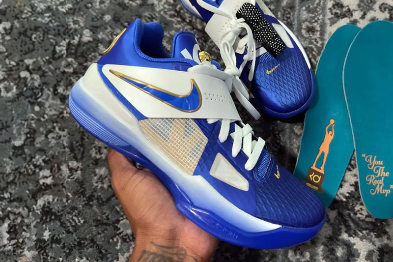 First Look at the Nike KD 4 "MVP Speech" FZ3540-400 kevin durant nba phoenix suns Hyper Royal/Summit White-Metallic Gold spring 2025