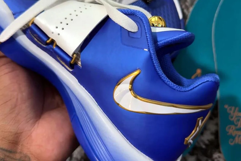 First Look at the Nike KD 4 "MVP Speech" FZ3540-400 kevin durant nba phoenix suns Hyper Royal/Summit White-Metallic Gold spring 2025