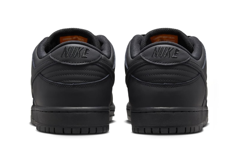 Spooky Season Hits the Nike SB Dunk Low Pro ISO in "Triple Black"  FJ1674-001 Black/Anthracite-Safety Orange release info october 2024 swoosh all black stealth swoosh
