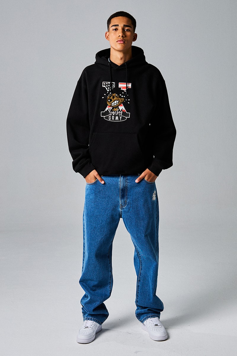 grimey streetwear collection global madrid capsules sk8land britcore new york rap bomber jackets football jersey camo print