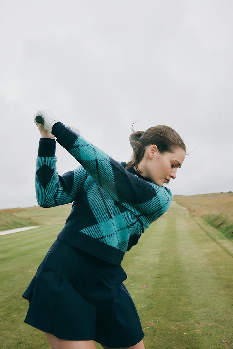 j lindeberg glenmuir collaboration collection scotland sweden golf sweater polo knitwear tartan cardigan pants vest hoodie blue black