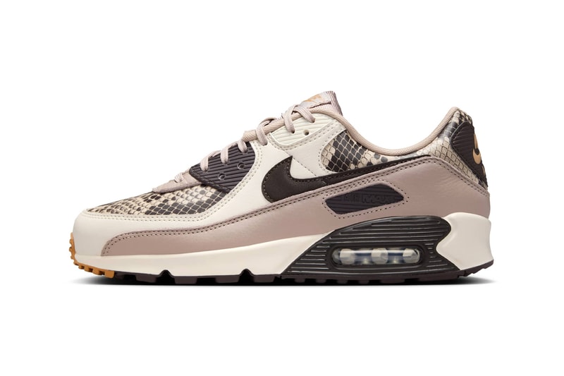 Official Look at the Nike Air Max 90 "Snakeskin" HF1212-200 malt/Velvet Brown-Multi-Color-Light Orewood Brown-Flax swoosh leather desert snake