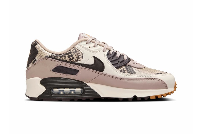 Official Look at the Nike Air Max 90 "Snakeskin" HF1212-200 malt/Velvet Brown-Multi-Color-Light Orewood Brown-Flax swoosh leather desert snake