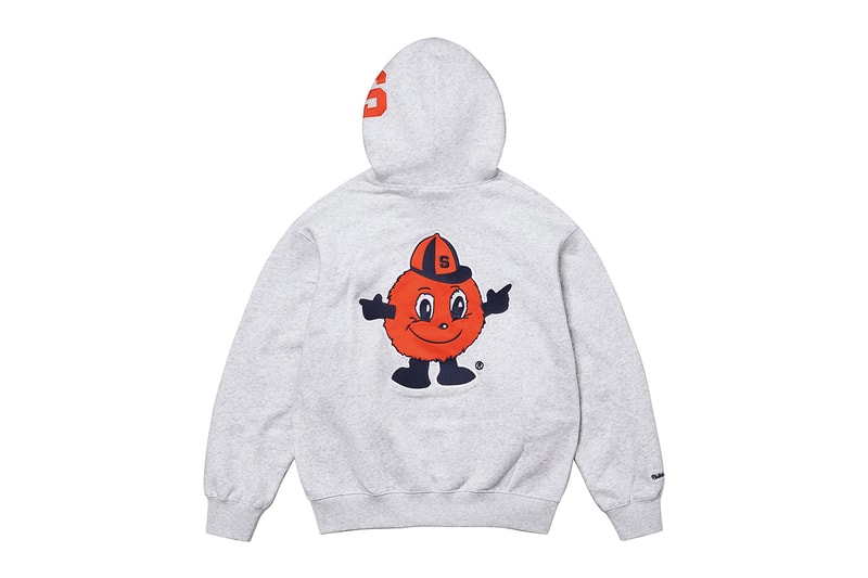 Supreme x Mitchell & Ness NCAA Collaboration Georgetown Hoyas, Miami Hurricanes, North Carolina Tar Heels and Syracuse Orange jacket hockey jersey hooded sweatshirt short beanie