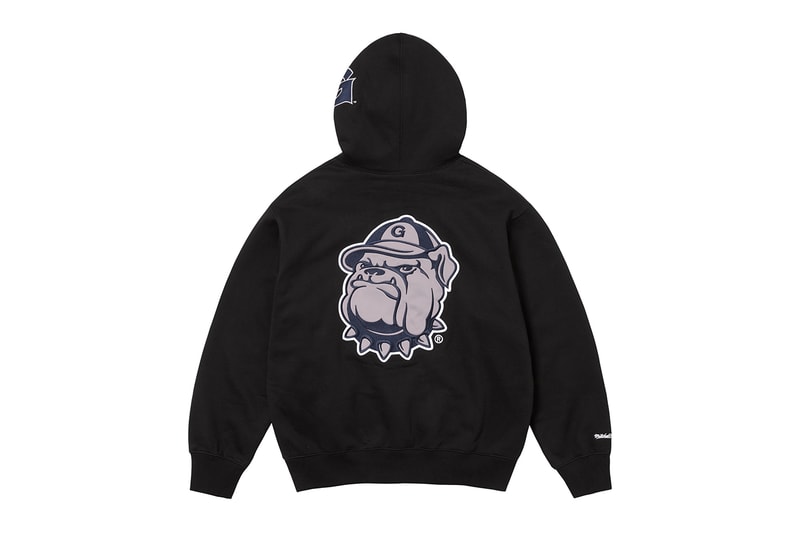 Supreme x Mitchell & Ness NCAA Collaboration Georgetown Hoyas, Miami Hurricanes, North Carolina Tar Heels and Syracuse Orange jacket hockey jersey hooded sweatshirt short beanie