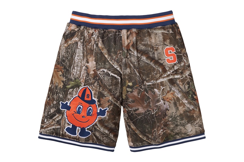 Supreme x Mitchell & Ness NCAA Collaboration Georgetown Hoyas, Miami Hurricanes, North Carolina Tar Heels and Syracuse Orange jacket hockey jersey hooded sweatshirt short beanie