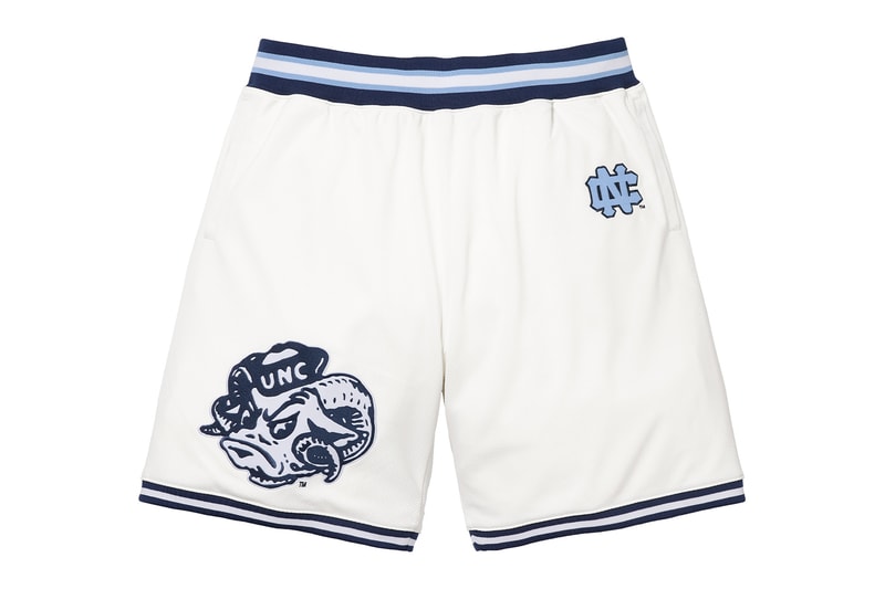Supreme x Mitchell & Ness NCAA Collaboration Georgetown Hoyas, Miami Hurricanes, North Carolina Tar Heels and Syracuse Orange jacket hockey jersey hooded sweatshirt short beanie