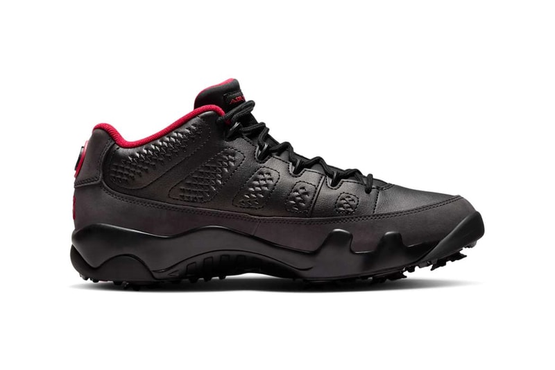 Air Jordan 9 Golf Gets "Shadow" FJ5934-002 release info golf shoes Black/Dark Charcoal-True Red spikes jordan brand nike swoosh jumpman michael jordan bred