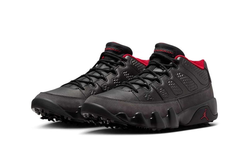 Air Jordan 9 Golf Gets "Shadow" FJ5934-002 release info golf shoes Black/Dark Charcoal-True Red spikes jordan brand nike swoosh jumpman michael jordan bred