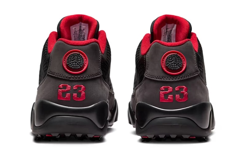 Air Jordan 9 Golf Gets "Shadow" FJ5934-002 release info golf shoes Black/Dark Charcoal-True Red spikes jordan brand nike swoosh jumpman michael jordan bred