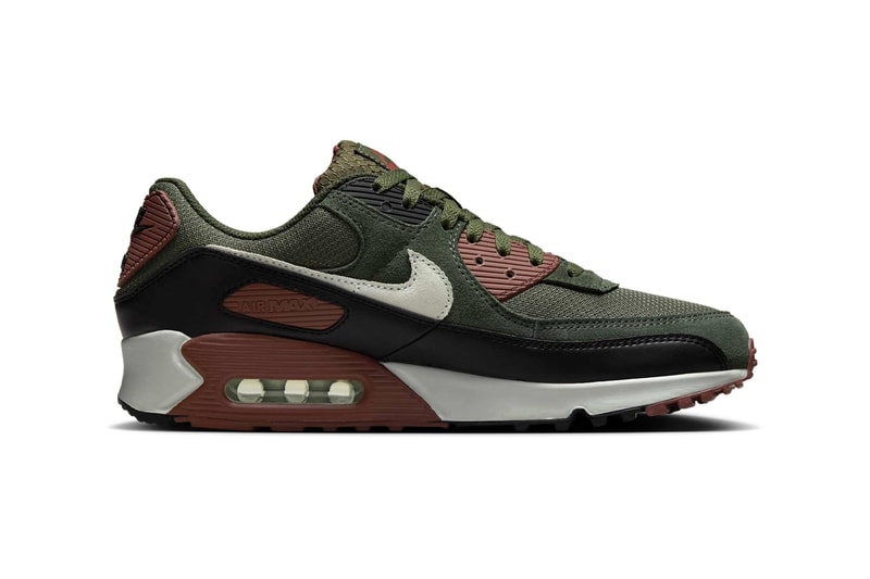 Official Look at the Nike Air Max 90 "Beef and Broccoli" DM0029-300 release info Cargo Khaki/Light Silver-Red Sepia-Sequoia-Black 2025