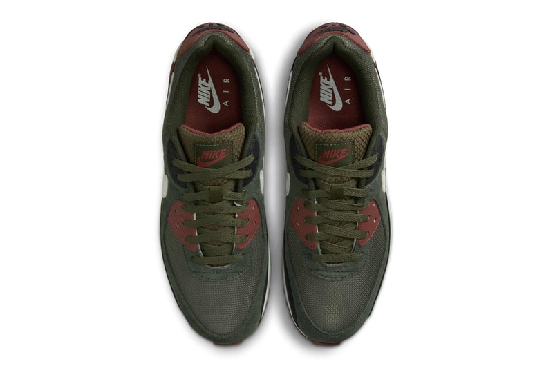 Official Look at the Nike Air Max 90 "Beef and Broccoli" DM0029-300 release info Cargo Khaki/Light Silver-Red Sepia-Sequoia-Black 2025