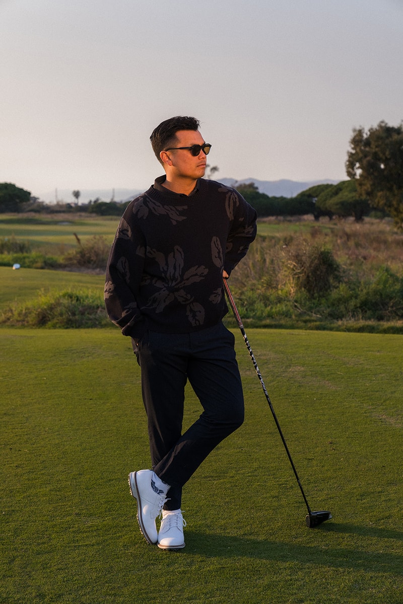 fiori golf winter 2024 knitwear collection sweater fleece trucker hat socks flowers pattern tech hoodie logo