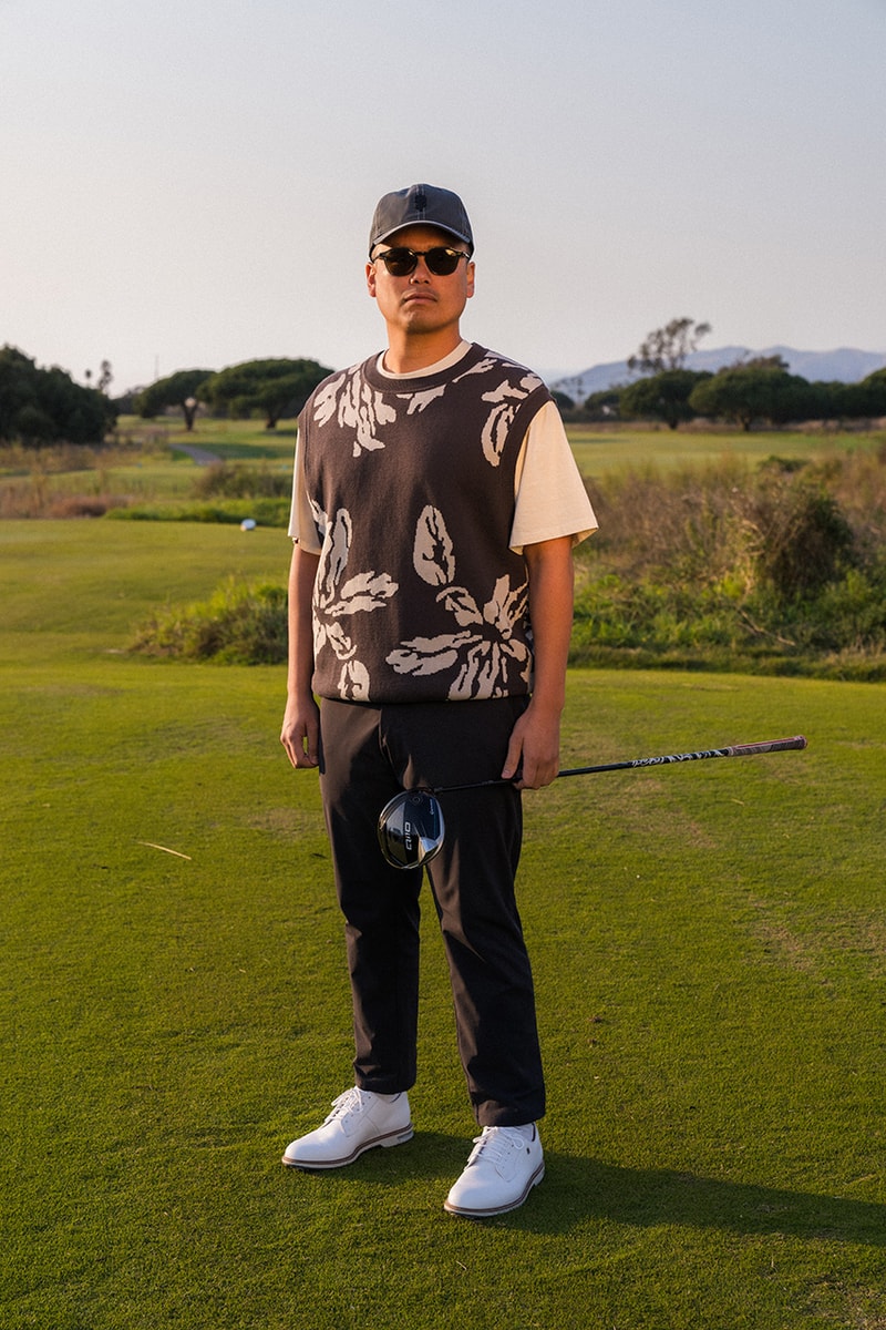 fiori golf winter 2024 knitwear collection sweater fleece trucker hat socks flowers pattern tech hoodie logo